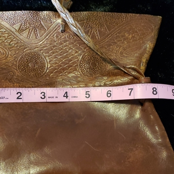 VTG Tooled Leather Hippie BoHo Shoulder Bag - Picture 6 of 8